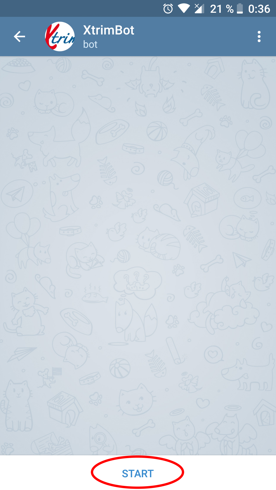 Запуск бота xtrim_client_bot в Telegram